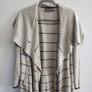 MIchael Stars wool, modal, and cashmere grey striped cardigan